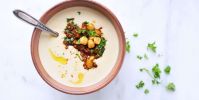 Creamy Hummus Soup with Crispy Soyrizo Gremolata (Vegan)