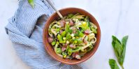 Endless Summer Noodle Bowls: Miso Butter Linguine with Sweet Corn, Snap Peas + Summer Sausage
