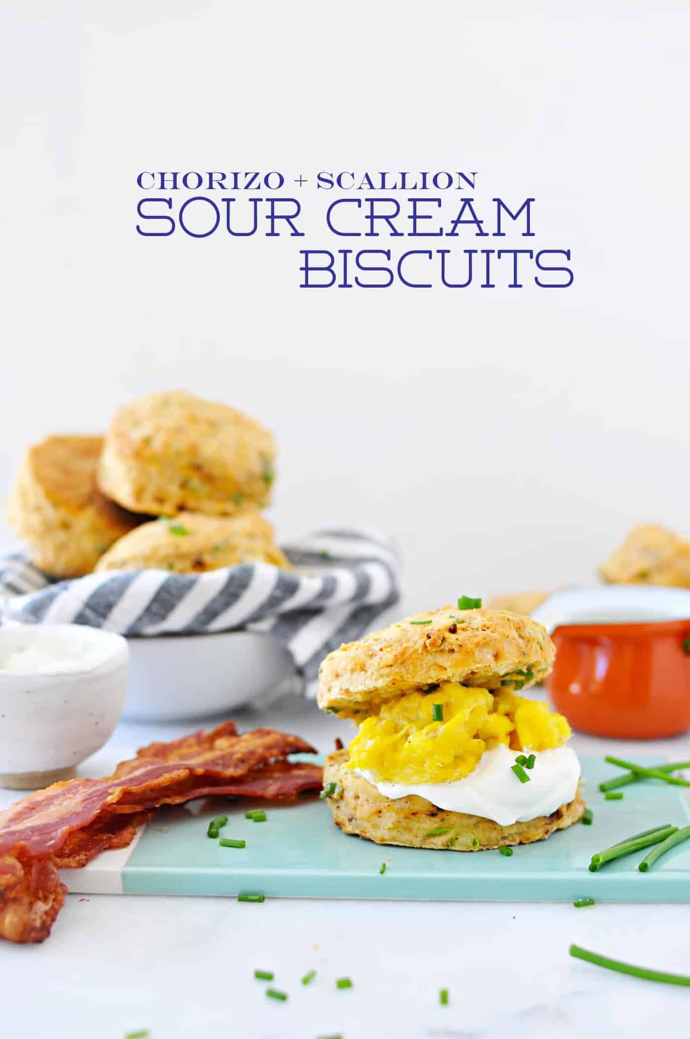 Chorizo + Scallion Sour Cream Biscuit + Egg Sandwiches recipe (via thepigandquill.com) #breakfast #brunch