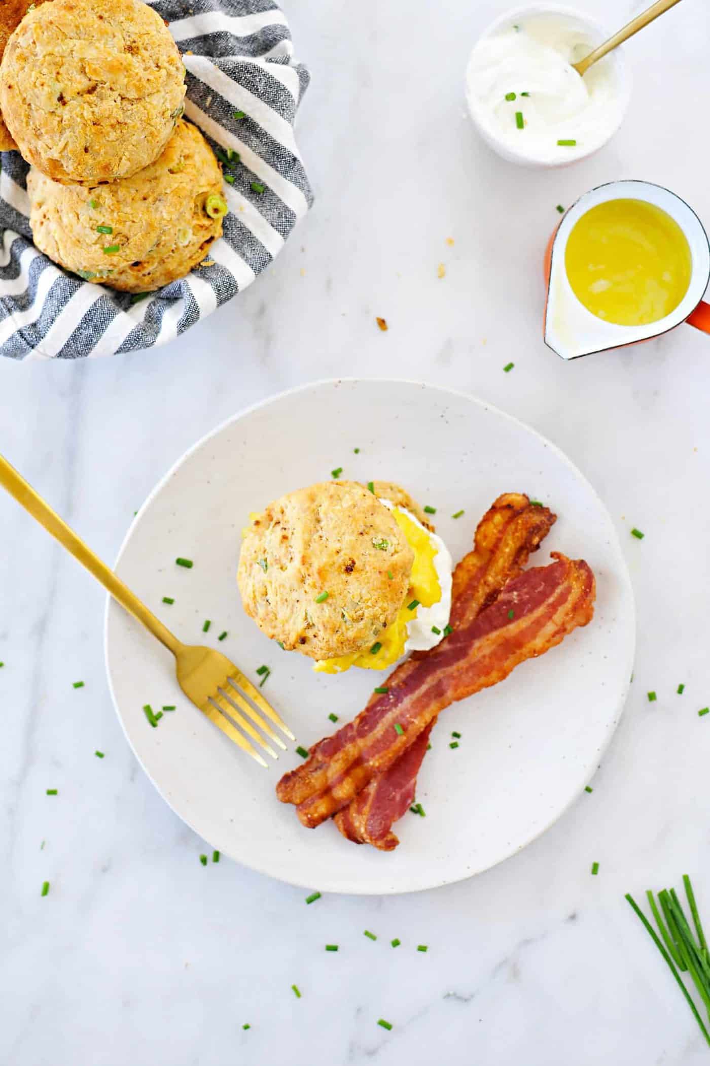 Chorizo + Scallion Sour Cream Biscuit + Egg Sandwiches recipe (via thepigandquill.com) #breakfast #brunch