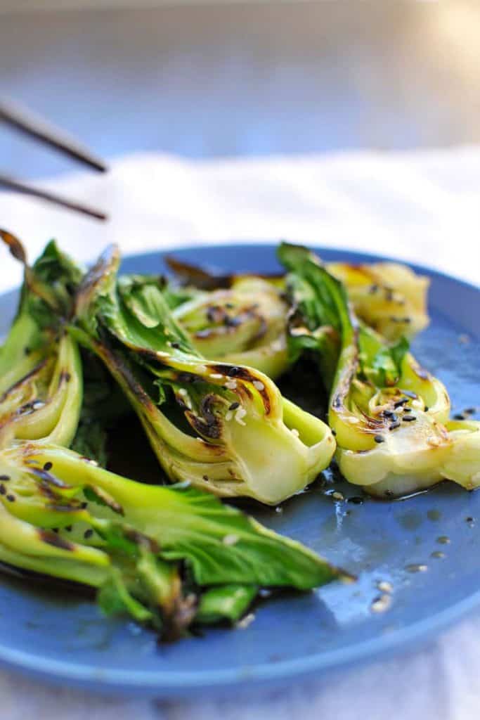 SteamGrilled Baby Bok Choy with Sesame Soy Vinaigrette (vegan & gf