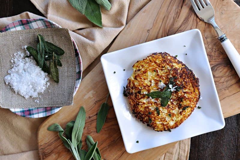 Parmesan-Ricotta Spaghetti Squash Fritters with Crispy Fried Sage recipe (via thepigandquill.com) #vegetarian #thanksgivingmenu #glutenfree