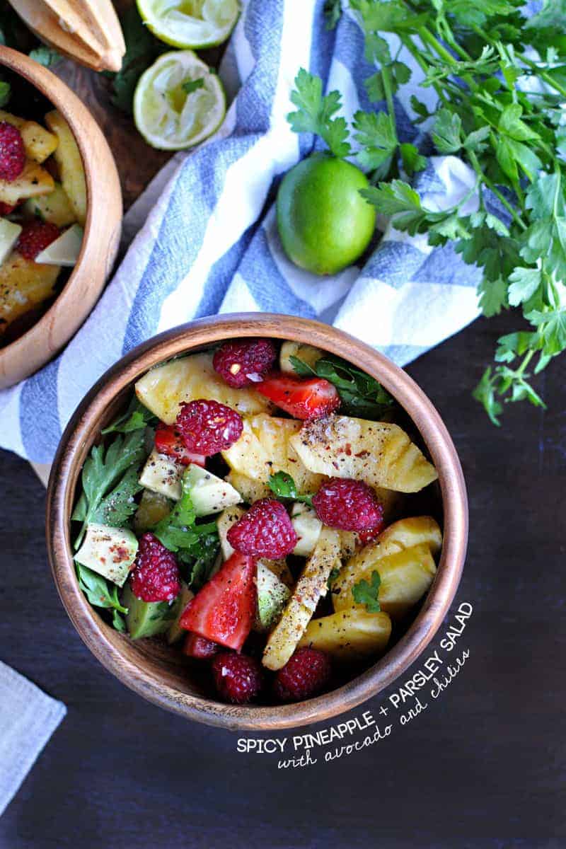 spicy pineapple salad with avocado and chilies | the pig & quill