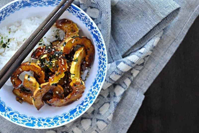 fried honey-garlic delicata with white miso + furikake // gf + vegan - the  pig & quill