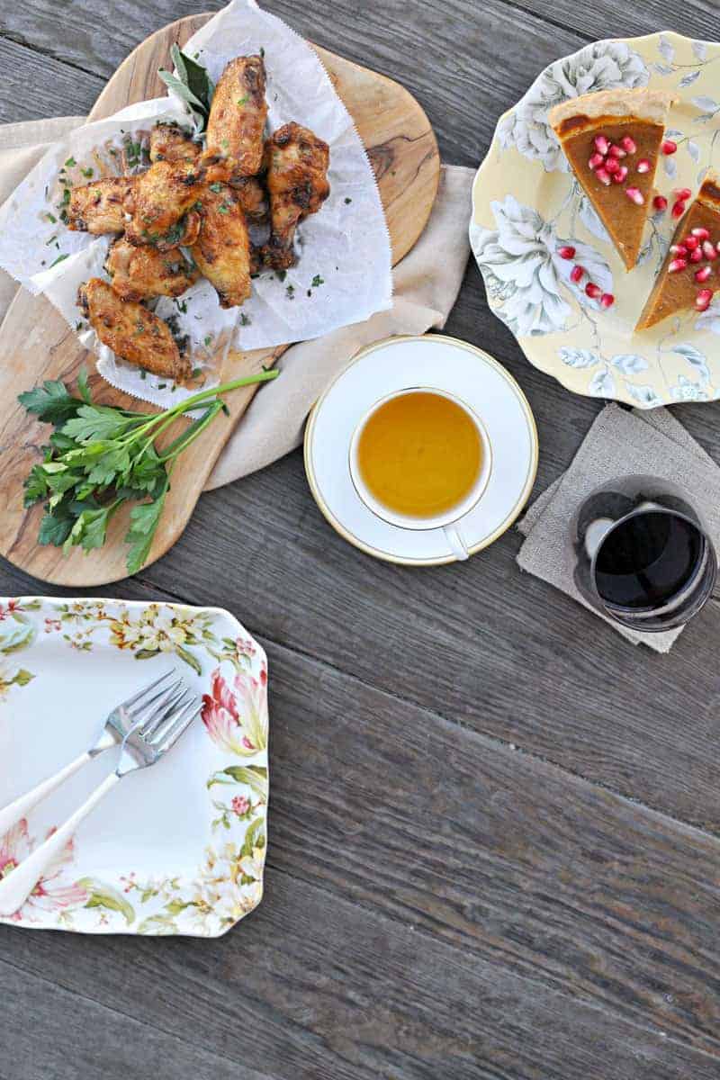 60-minute (Mini) Thanksgiving: Mayo-Roasted Chicken Wings, Cranberry + Spice Brussel Sprouts and Pumpkin-Pecan Stuffing with Cheddar + Thyme // the pig & quill // #thanksgiving #holiday #fall #recipe