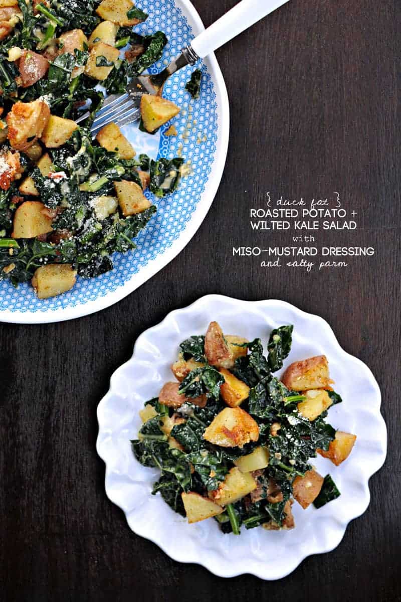 Fancy, cozy and totally easy -- on the table in 30 mins! Full recipe at thepigandquill.com. (#glutenfree with #vegetarian mods.) #fall #salad #recipe #potatoes #kale