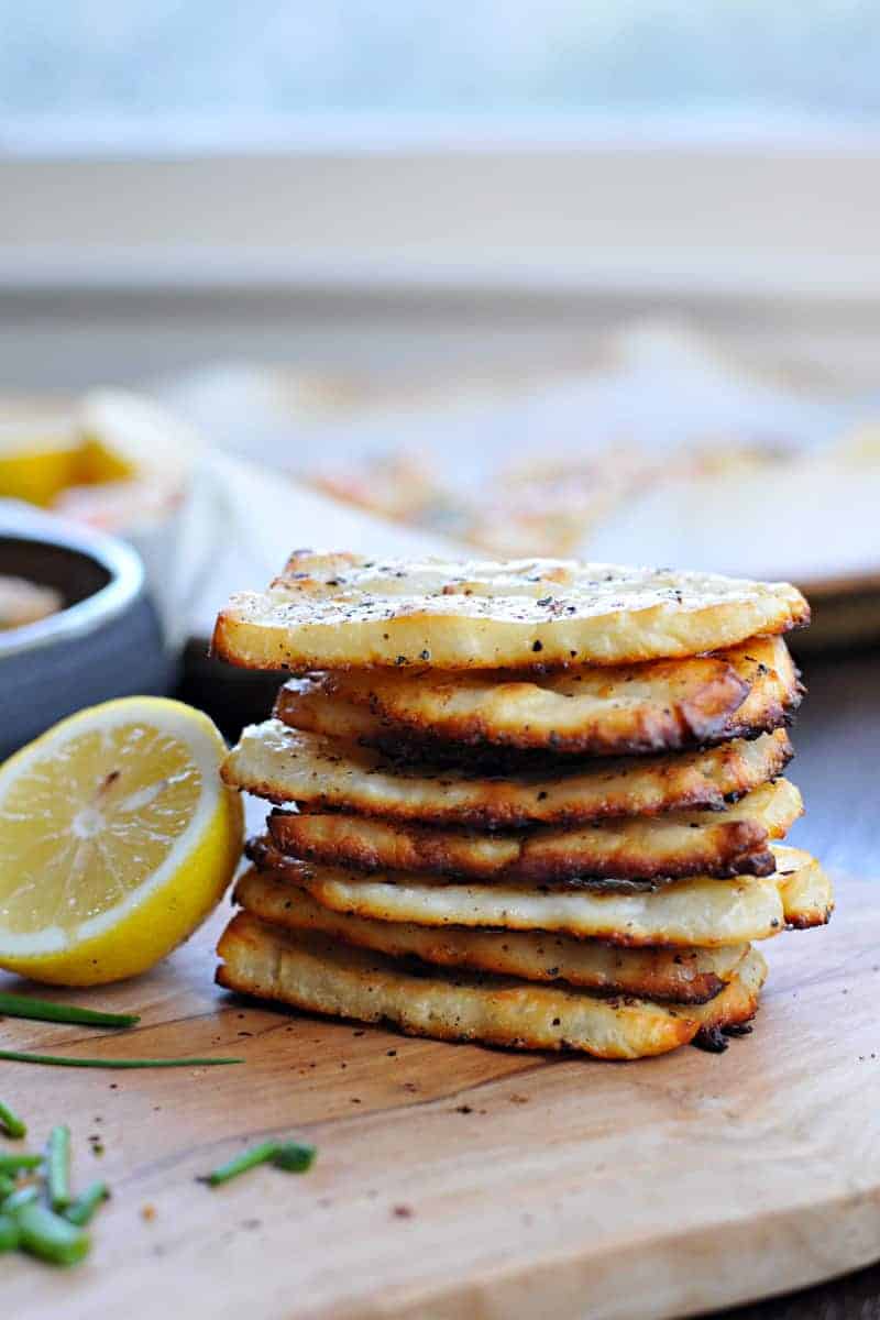 Roasted One-Pan Shrimp + Polenta with Halloumi or Pancetta Crisps (via thepigandquill.com)