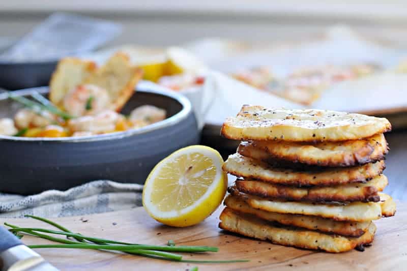 Roasted One-Pan Shrimp + Polenta with Halloumi or Pancetta Crisps (via thepigandquill.com)