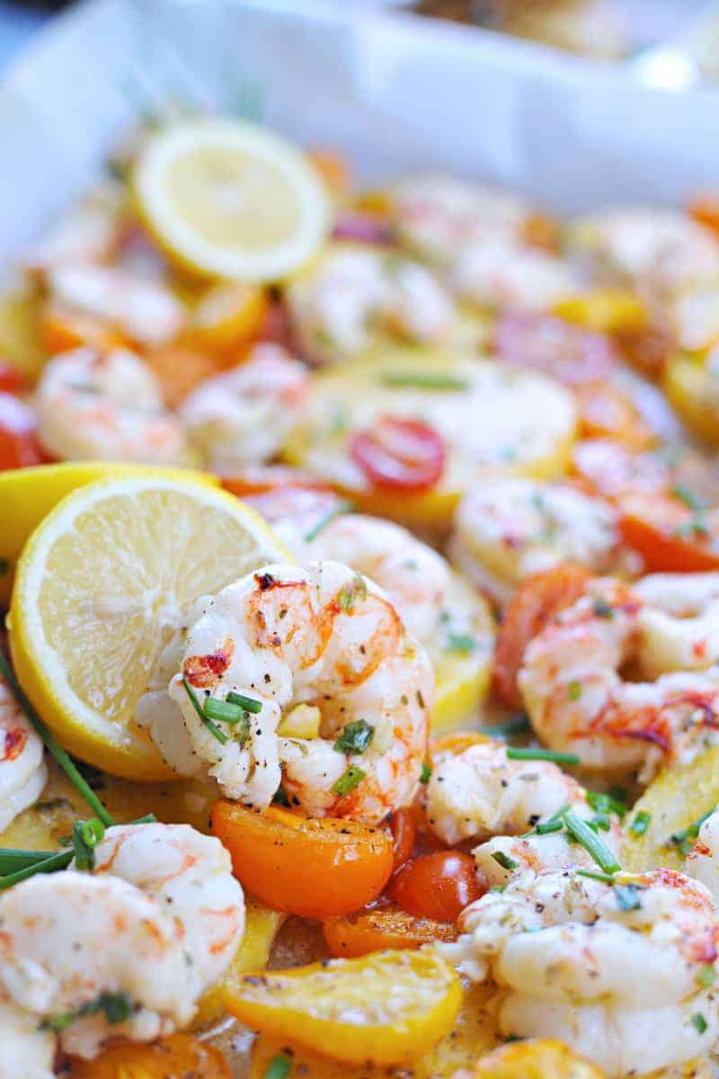 Roasted One-Pan Shrimp + Polenta with Halloumi or Pancetta Crisps (via thepigandquill.com)