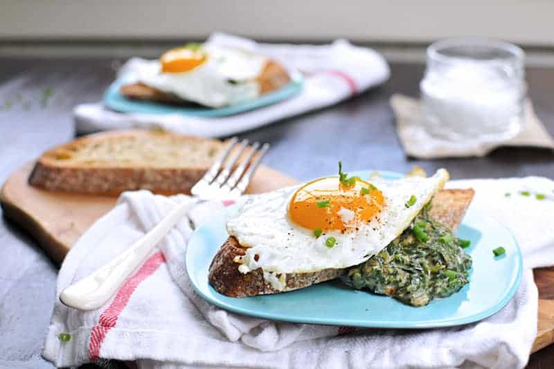 Creamed Spinach Breakfast Sandwiches