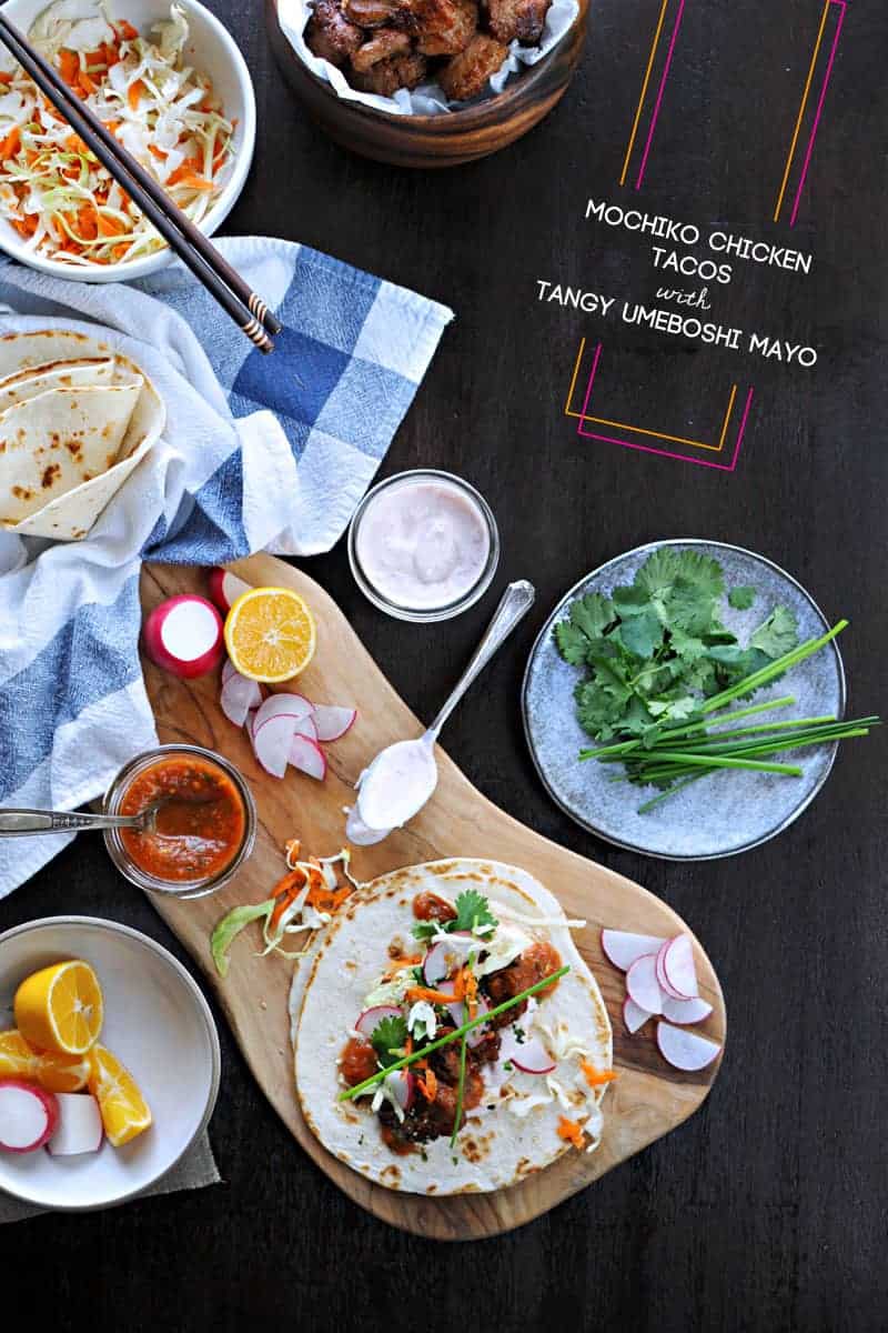 Mochiko Chicken Tacos with Tangy Umeboshi Mayo (via thepigandquill.com)