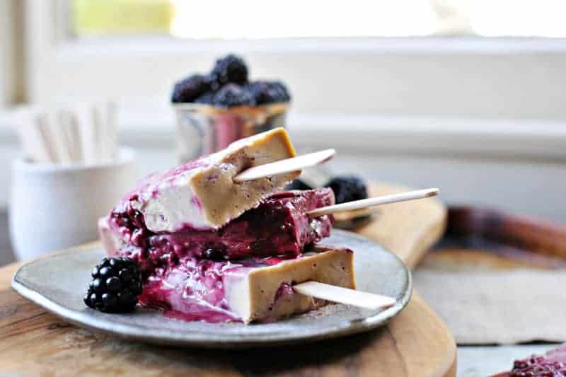 vegan peanut butter + jelly popsicles (or ice cream) via www.thepigandquill.com | #popsicleweek #summer #recipe #vegan