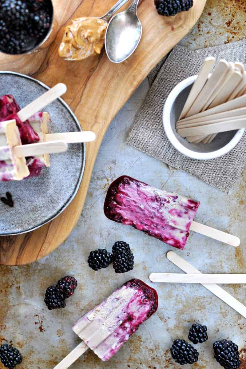 vegan peanut butter + jelly popsicles (or ice cream) via www.thepigandquill.com | #popsicleweek #summer #recipe #vegan