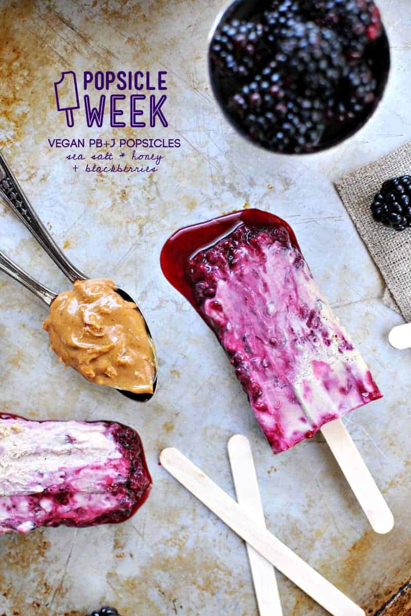 vegan peanut butter + jelly popsicles (or ice cream) via www.thepigandquill.com | #popsicleweek #summer #recipe #vegan