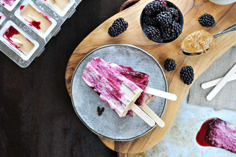 vegan peanut butter + jelly popsicles (or ice cream) via www.thepigandquill.com | #popsicleweek #summer #recipe #vegan