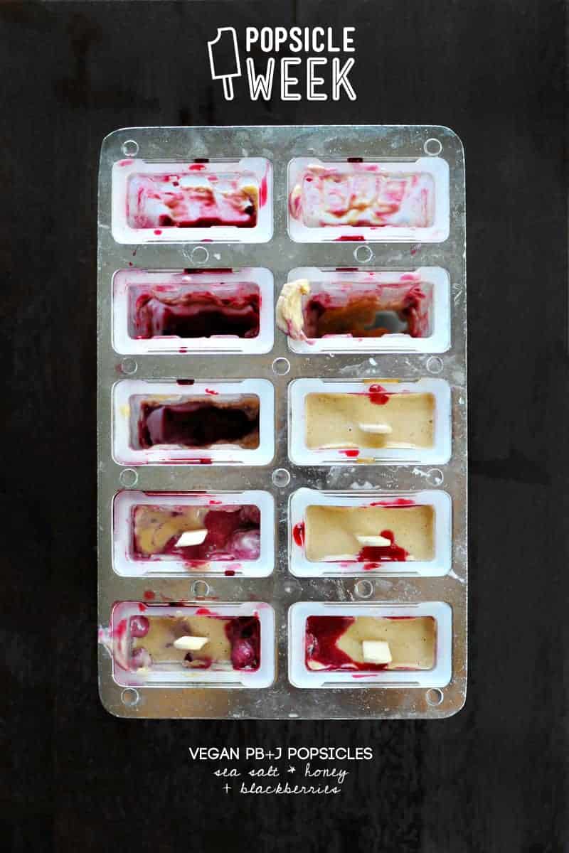 vegan peanut butter + jelly popsicles (or ice cream) via www.thepigandquill.com | #popsicleweek #summer #recipe #vegan