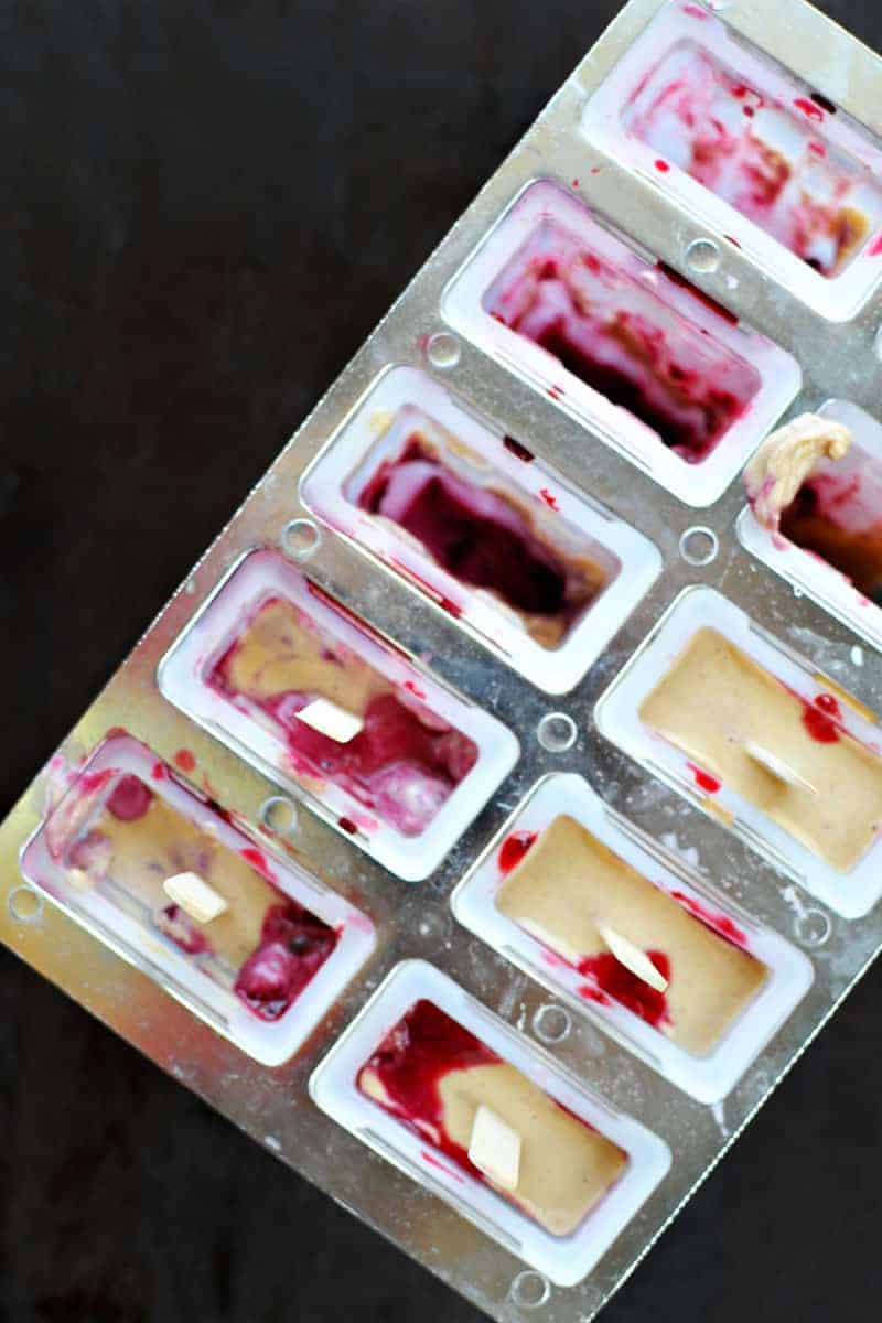 vegan peanut butter + jelly popsicles (or ice cream) via www.thepigandquill.com | #popsicleweek #summer #recipe #vegan