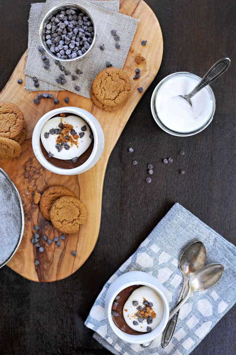 earl grey chocolate pots de creme with honeyed coconut whip (via thepigandquill.com) #dessert #recipe #dairyfree #chocolate