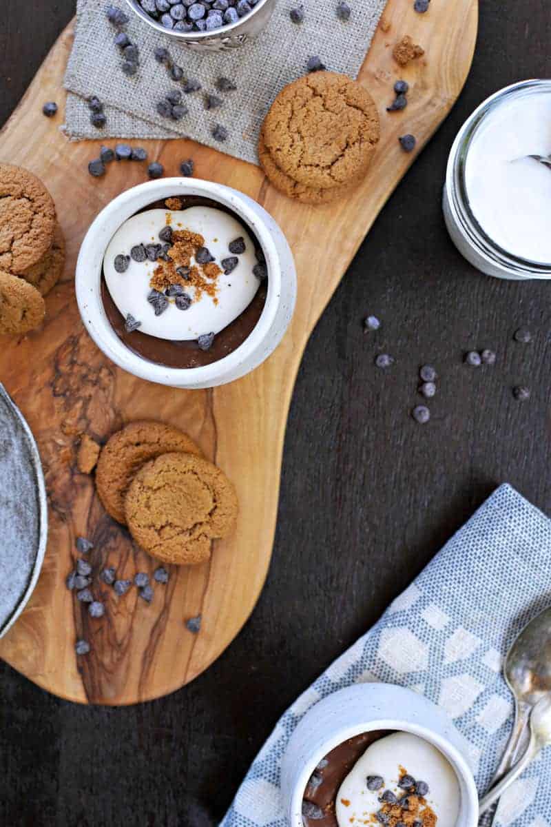 earl grey chocolate pots de creme with honeyed coconut whip (via thepigandquill.com) #dessert #recipe #dairyfree #chocolate