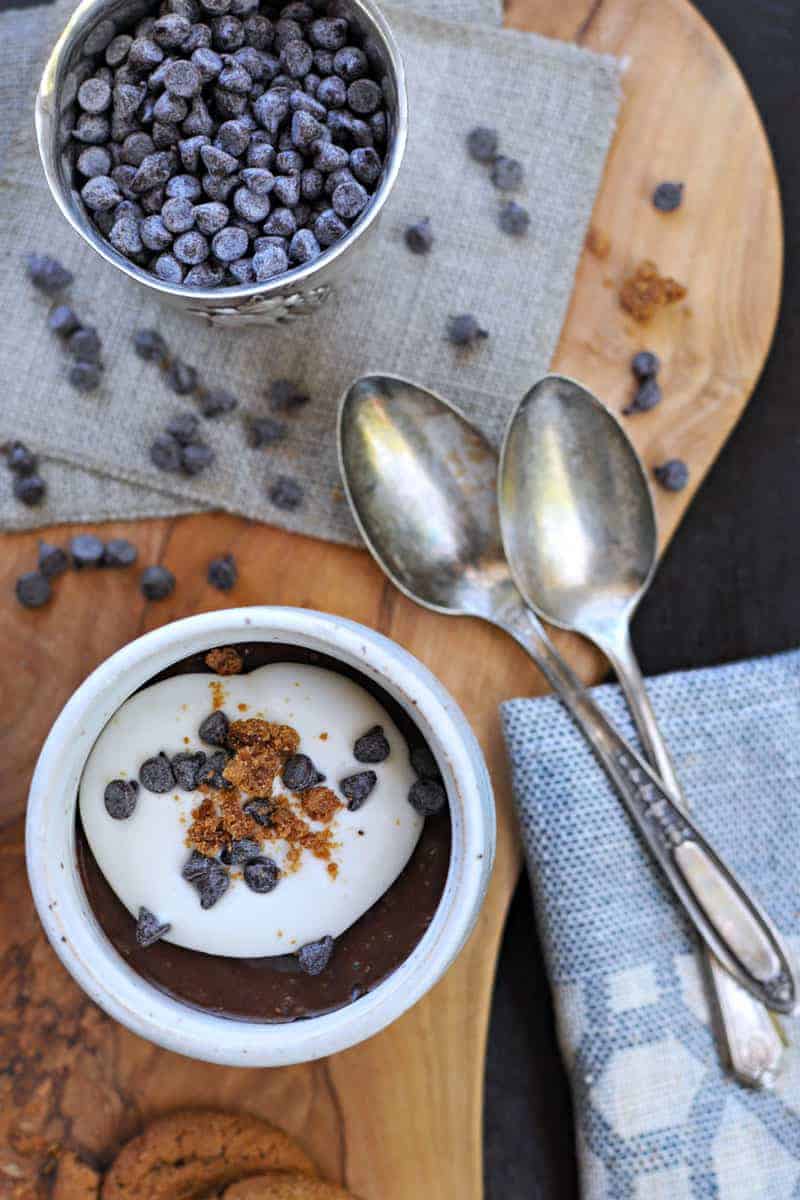 earl grey chocolate pots de creme with honeyed coconut whip (via thepigandquill.com) #dessert #recipe #dairyfree #chocolate