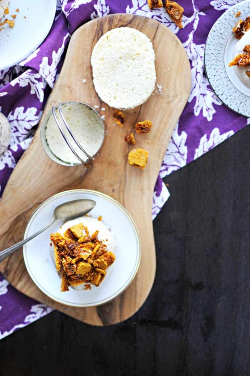 Mini Coffee Crunch Cakes recipe (via thepigandquill.com) Chiffon cake layered with coffee coconut cream coffee crunch honeycomb | #cake #coffee #recipe #desserts #dairyfree 