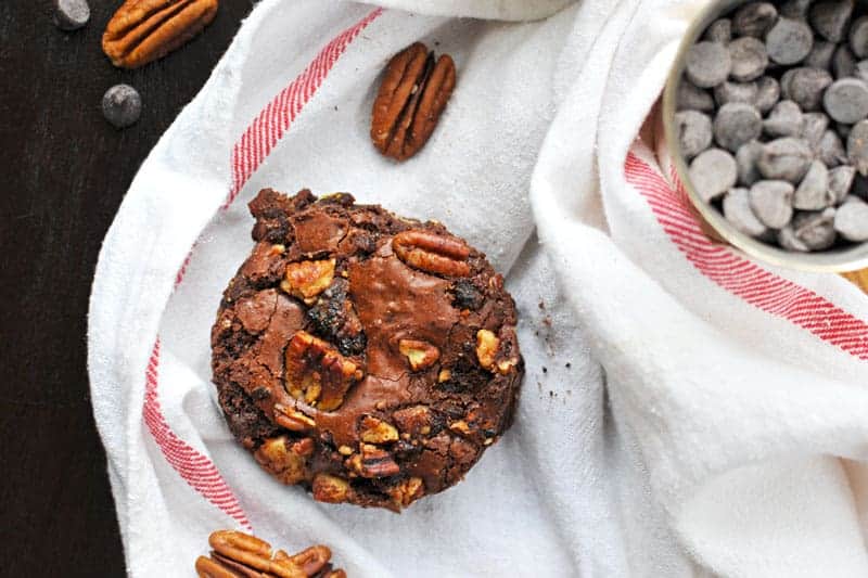 olive oil brownies with candied bacon + pecans (via thepigandquill.com) #chocolate #baking #dairyfree