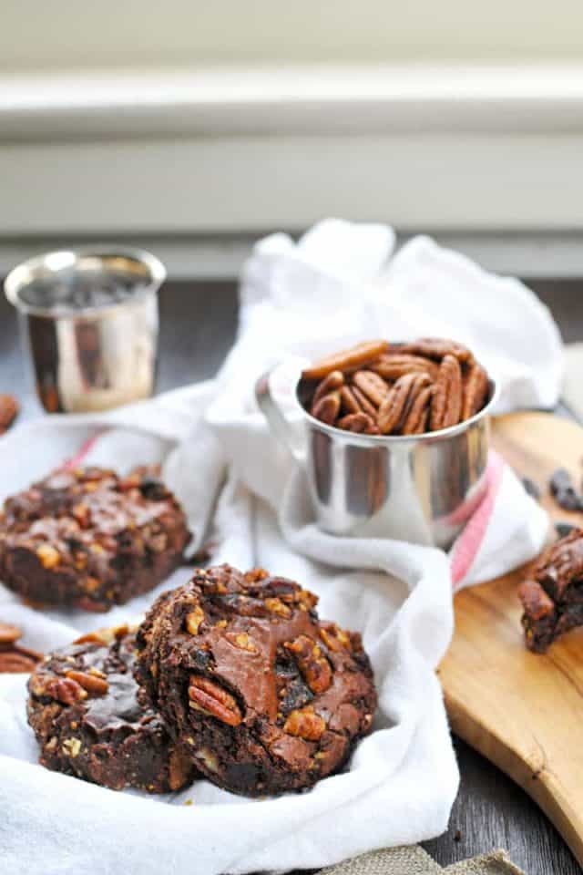 olive oil brownies with candied bacon + pecans the pig & quill