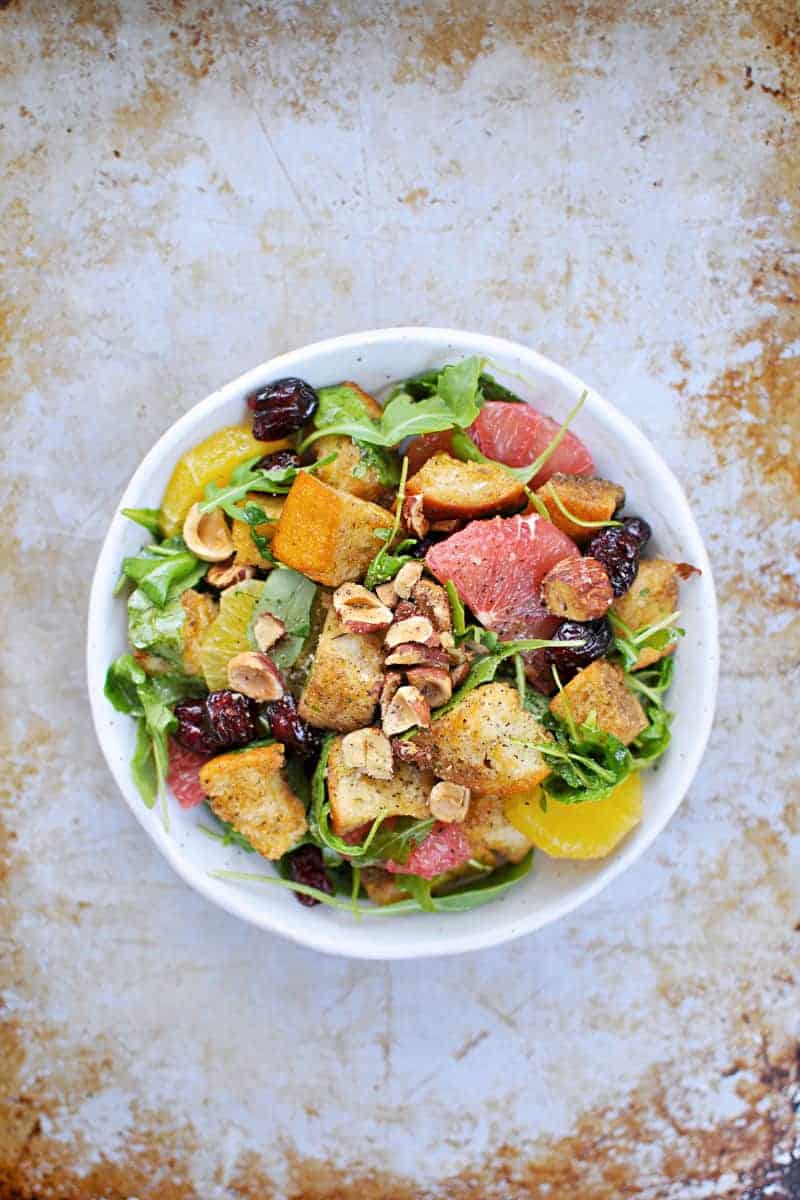 Holiday Panzanella with Duck-Fat Roasted Croutons, Winter Citrus + Hazelnuts recipe (via thepigandquill.com) #dairyfree #holiday #salad