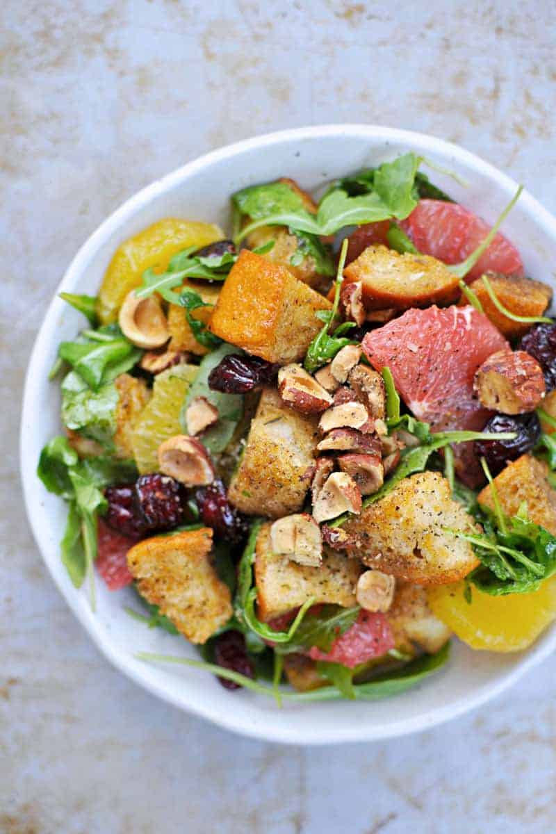 Holiday Panzanella with Duck-Fat Roasted Croutons, Winter Citrus + Hazelnuts recipe (via thepigandquill.com) #dairyfree #holiday #salad