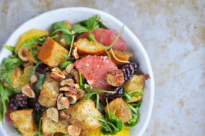 Holiday Panzanella with Duck-Fat Roasted Croutons, Winter Citrus + Hazelnuts recipe (via thepigandquill.com) #dairyfree #holiday #salad