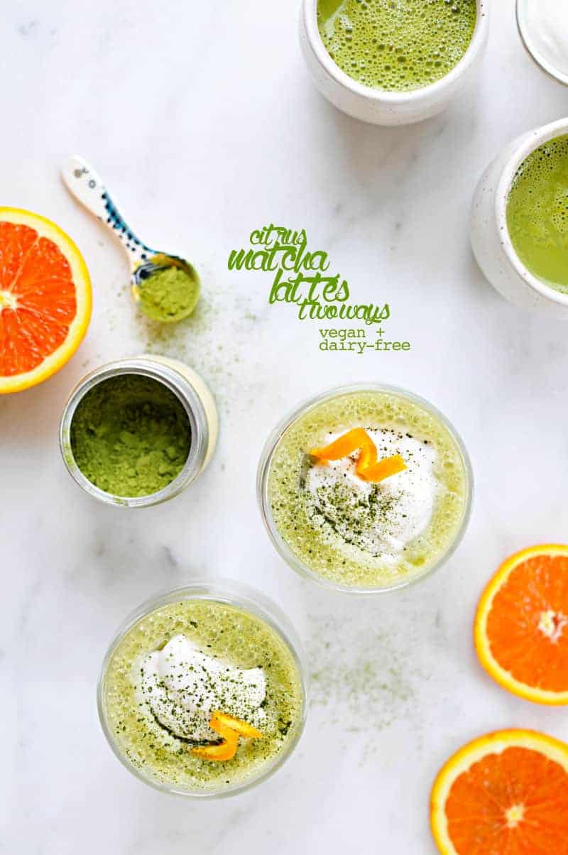 Citrus Matcha Latté recipe hot + iced (via thepigandquill.com) // #vegan #dairyfree #spring #tea