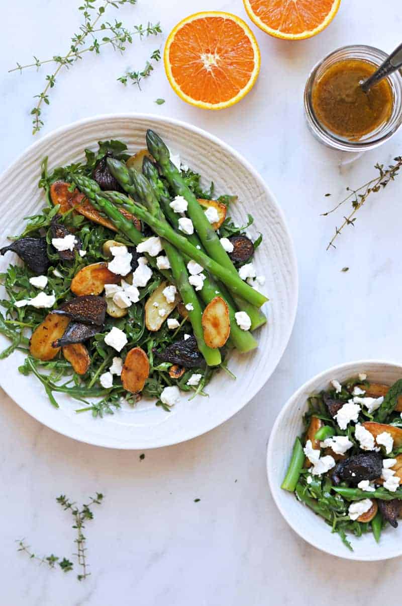 Roasted Fig + Potato Salad with Asparagus, Goat cheese + Honey-Orange Balsamic Vinaigrette recipe (via thepigandquill.com) #vegetarian #spring #lunch #dinner