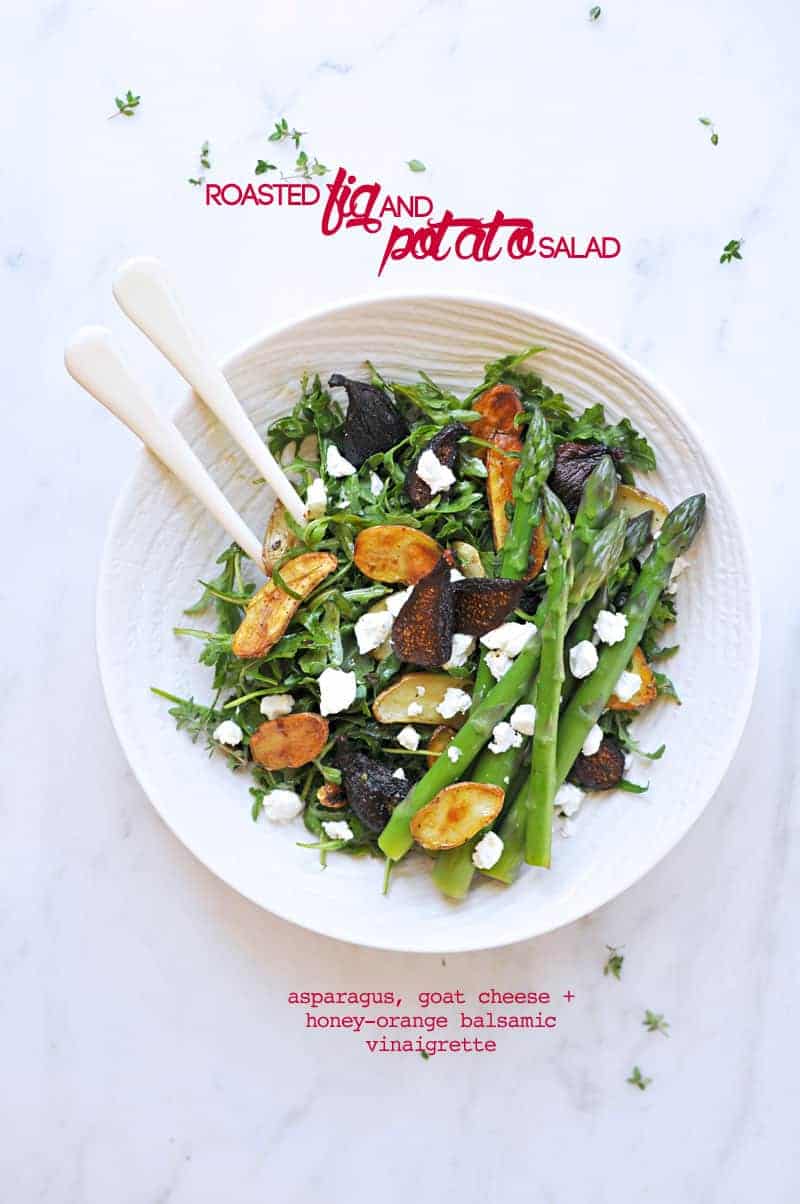 Roasted Fig + Potato Salad with Asparagus, Goat cheese + Honey-Orange Balsamic Vinaigrette recipe (via thepigandquill.com) #vegetarian #spring #lunch #dinner