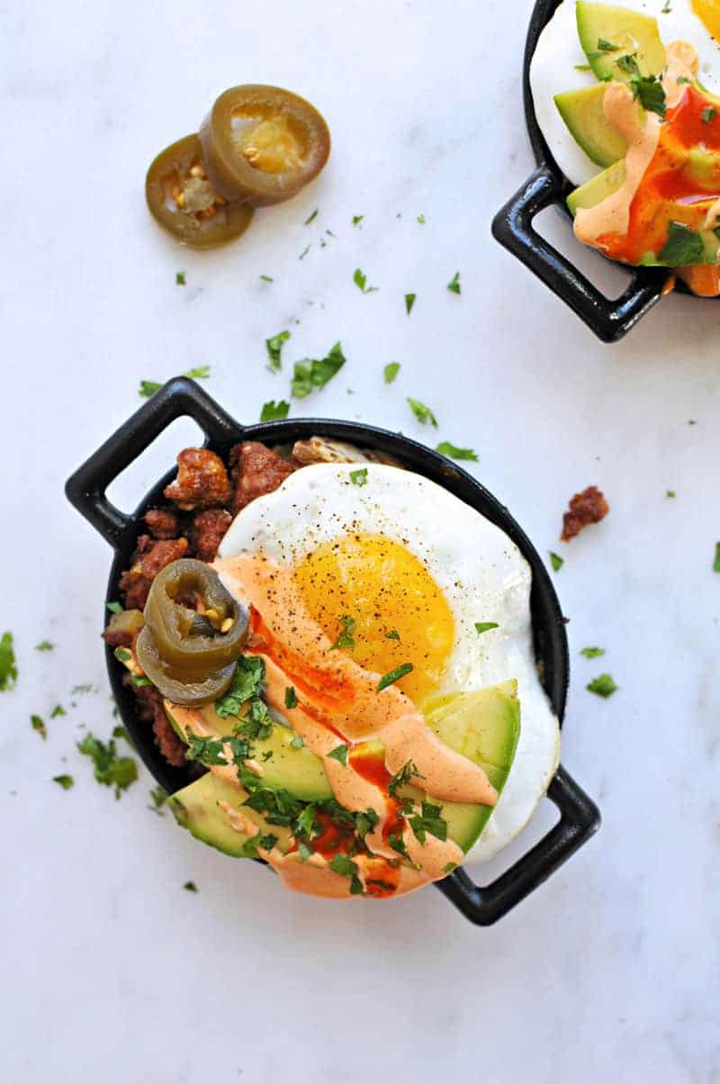 Simple Chorizo Hash and Eggs with Smoked Paprika Mayo recipe (via thepigandquill.com) #cincodemayo #brunch 