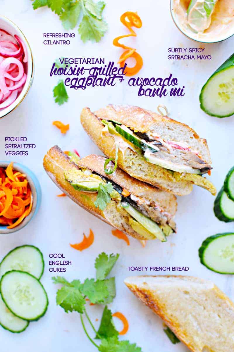 Hoisin-Grilled Eggplant + Avocado Bánh Mì (via thepigandquill.com) #vegetarian