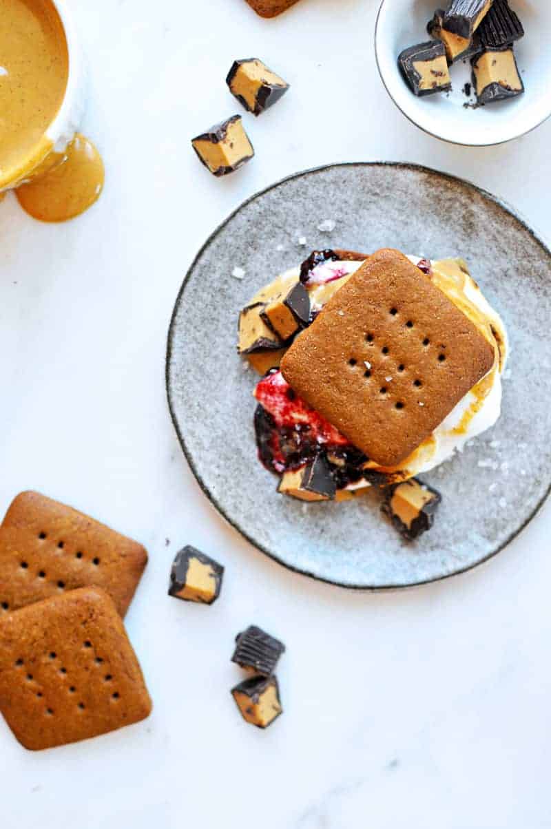 Double PB+J S'mores recipe with Homemade Graham Crackers (via thepigandquill.com) #sweets #dessert #baking #summer