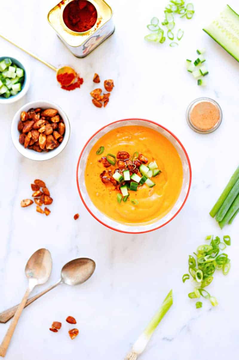 pacho Andaluz with Smoked Paprika-Glazed Almonds recipe (via thepigandquill.com) #vegetarian #dairyfree #vegan #soup #summer