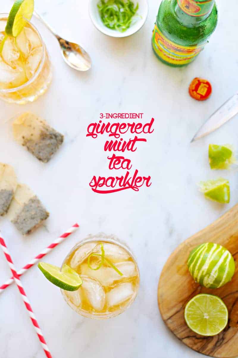 Gingered Mint Tea Sparkler recipe (via thepigandquill.com) #nonalcoholic #mocktail #summer