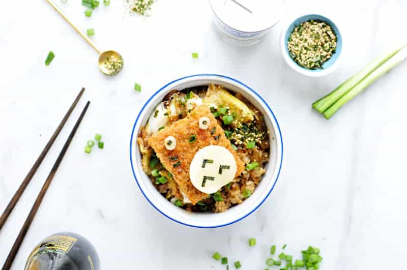 #Totoroweek Katsudon with Furikake + "No Recipe" Fried Rice (via thepigandquill.com) #dairyfree