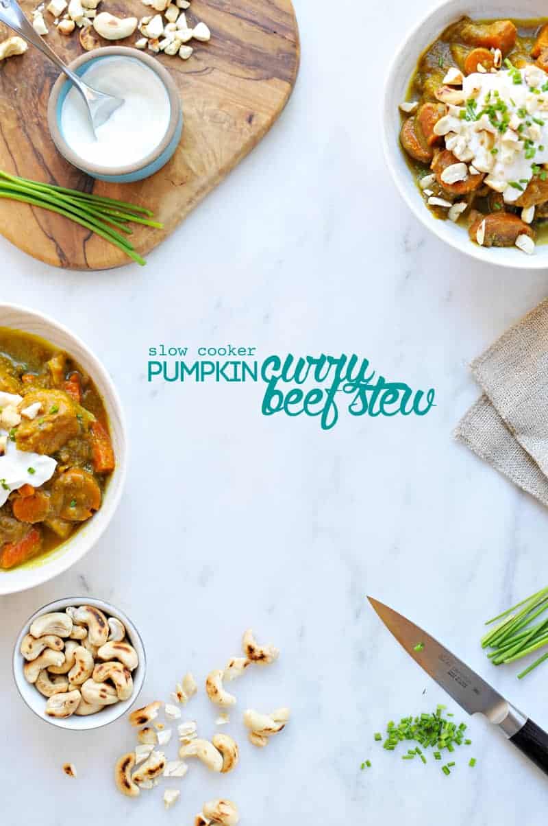 Slow-Cooker Pumpkin Curry Beef Stew recipe (via thepigandquill.com)