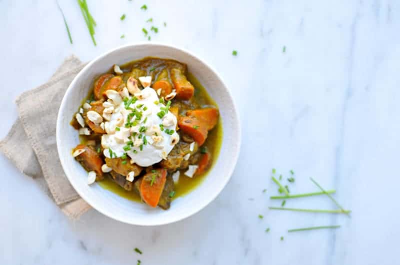 Slow-Cooker Pumpkin Curry Beef Stew recipe (via thepigandquill.com)