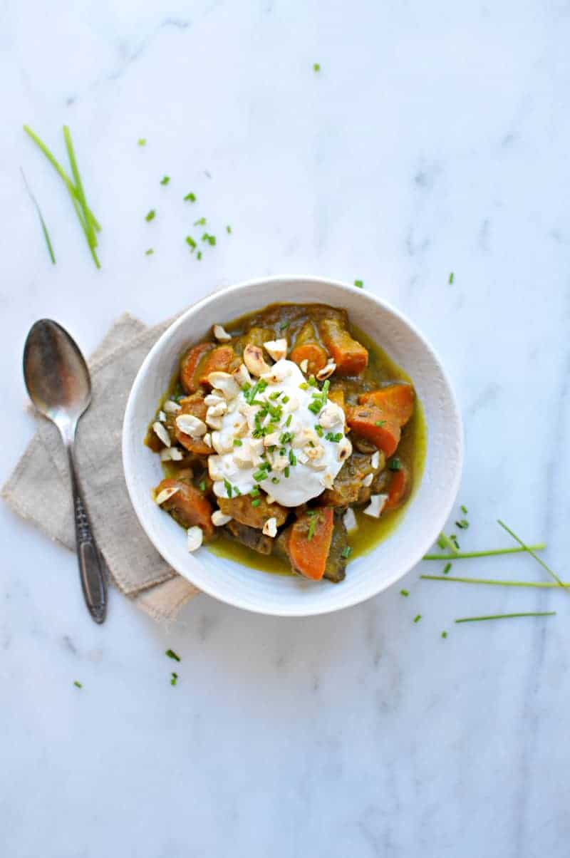 Slow-Cooker Pumpkin Curry Beef Stew recipe (via thepigandquill.com)