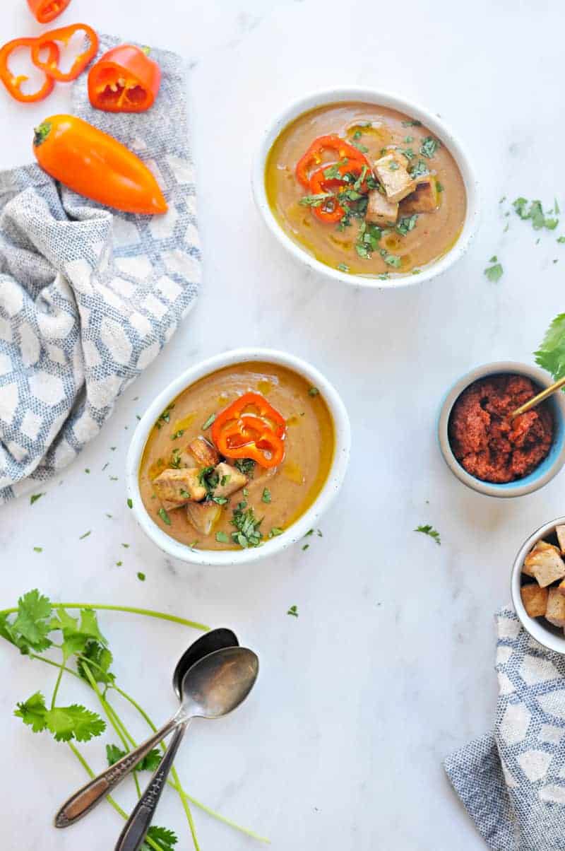 Coconut Red Curry Sweet Potato Bisque recipe (via thepigandquill.com) #dairyfree