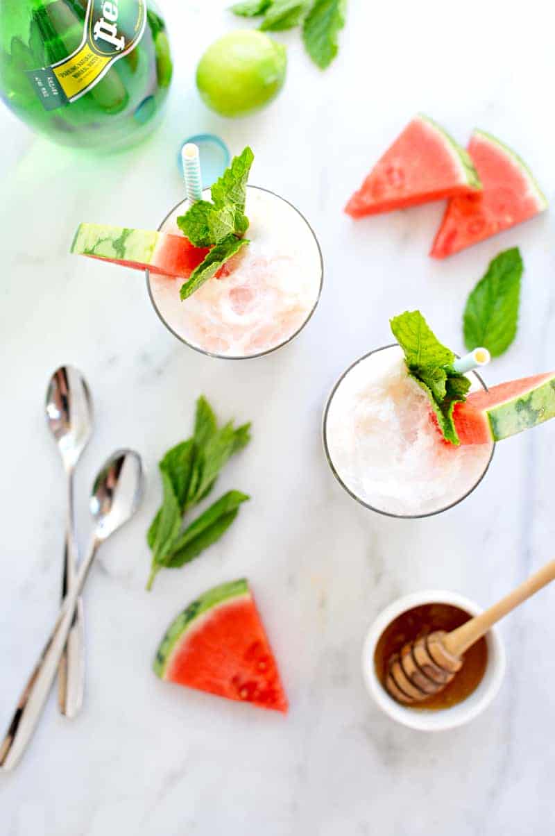 Honey-Lime Watermelon Floats recipe (via the pigandquill.com) #icecream #dessert #summer