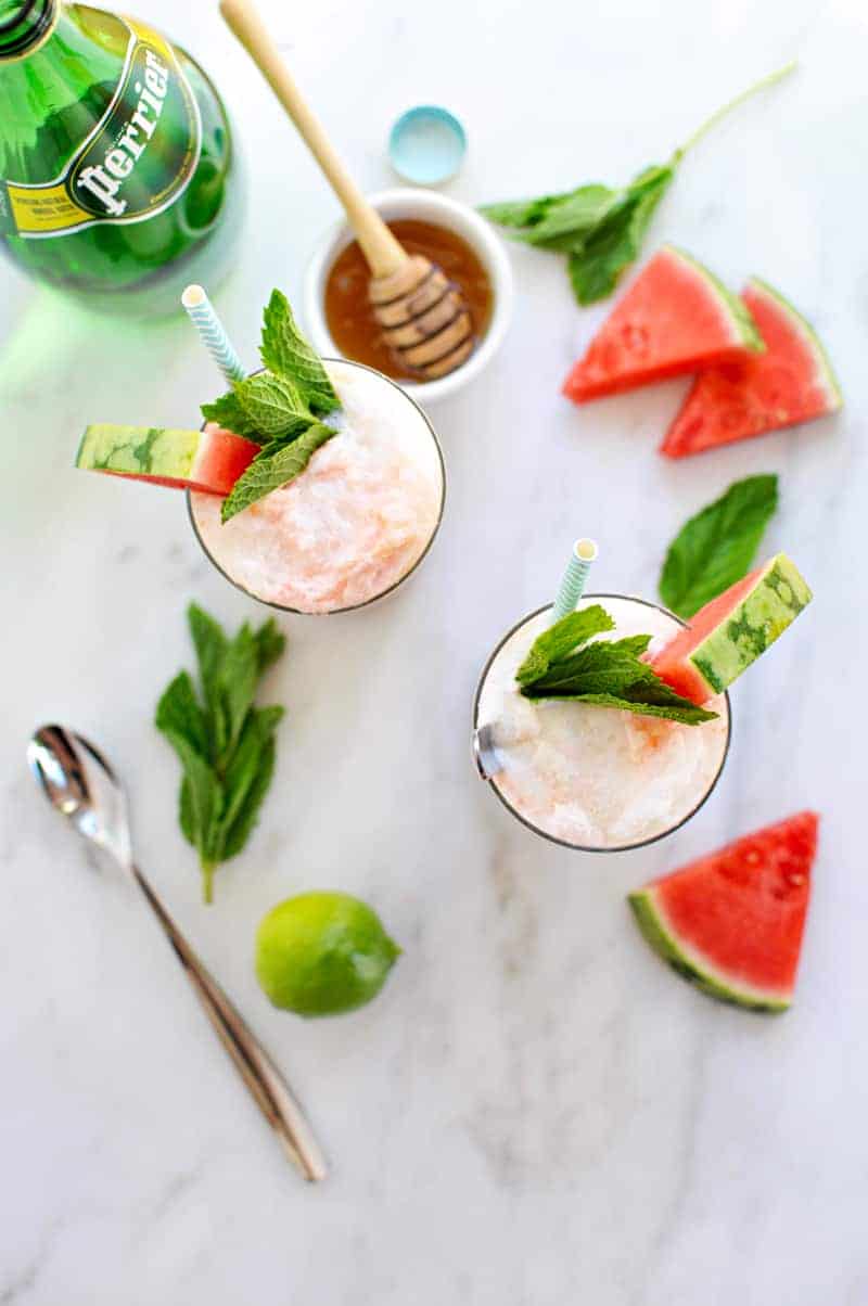 Honey-Lime Watermelon Floats recipe (via the pigandquill.com) #icecream #dessert #summer