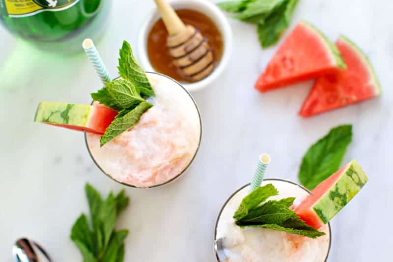 Honey-Lime Watermelon Floats recipe (via the pigandquill.com) #icecream #dessert #summer
