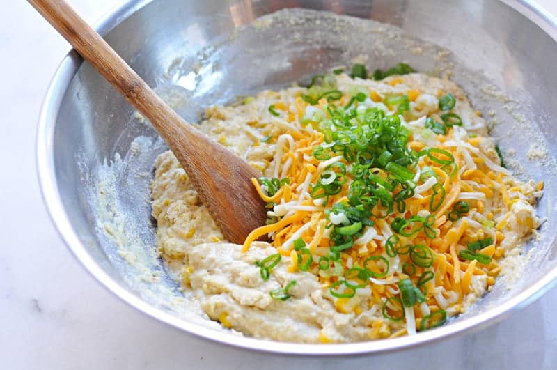 Cheesy Corn + Scallion Cakes with Maple Yogurt recipe (via thepigandquill.com) #breakfast #brunch #toddlerfood