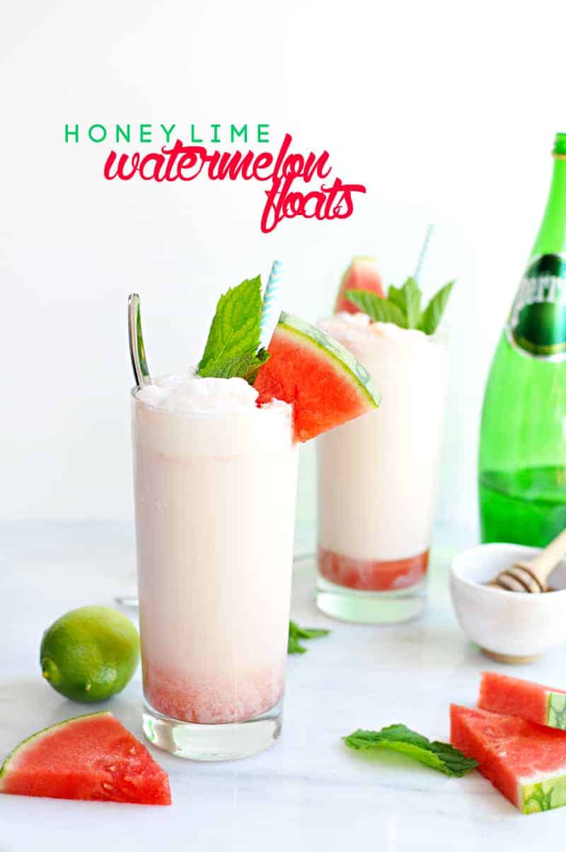 Honey-Lime Watermelon Floats recipe (via the pigandquill.com) #icecream #dessert #summer