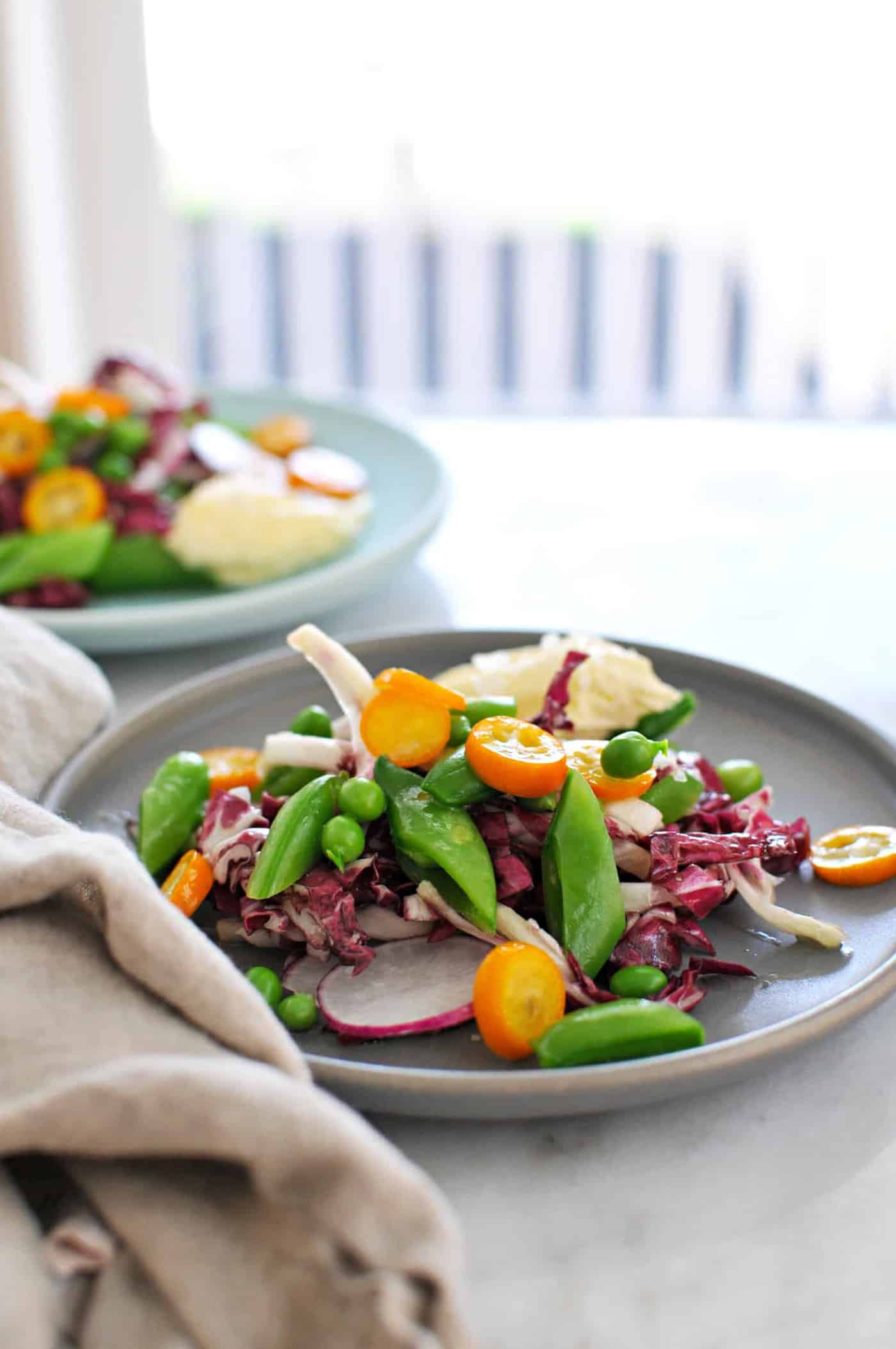 Spring Things Salad with Pickled Kumquats + Whipped Brie recipe (via thepigandquill.com) #vegetarian #glutenfree #lunch