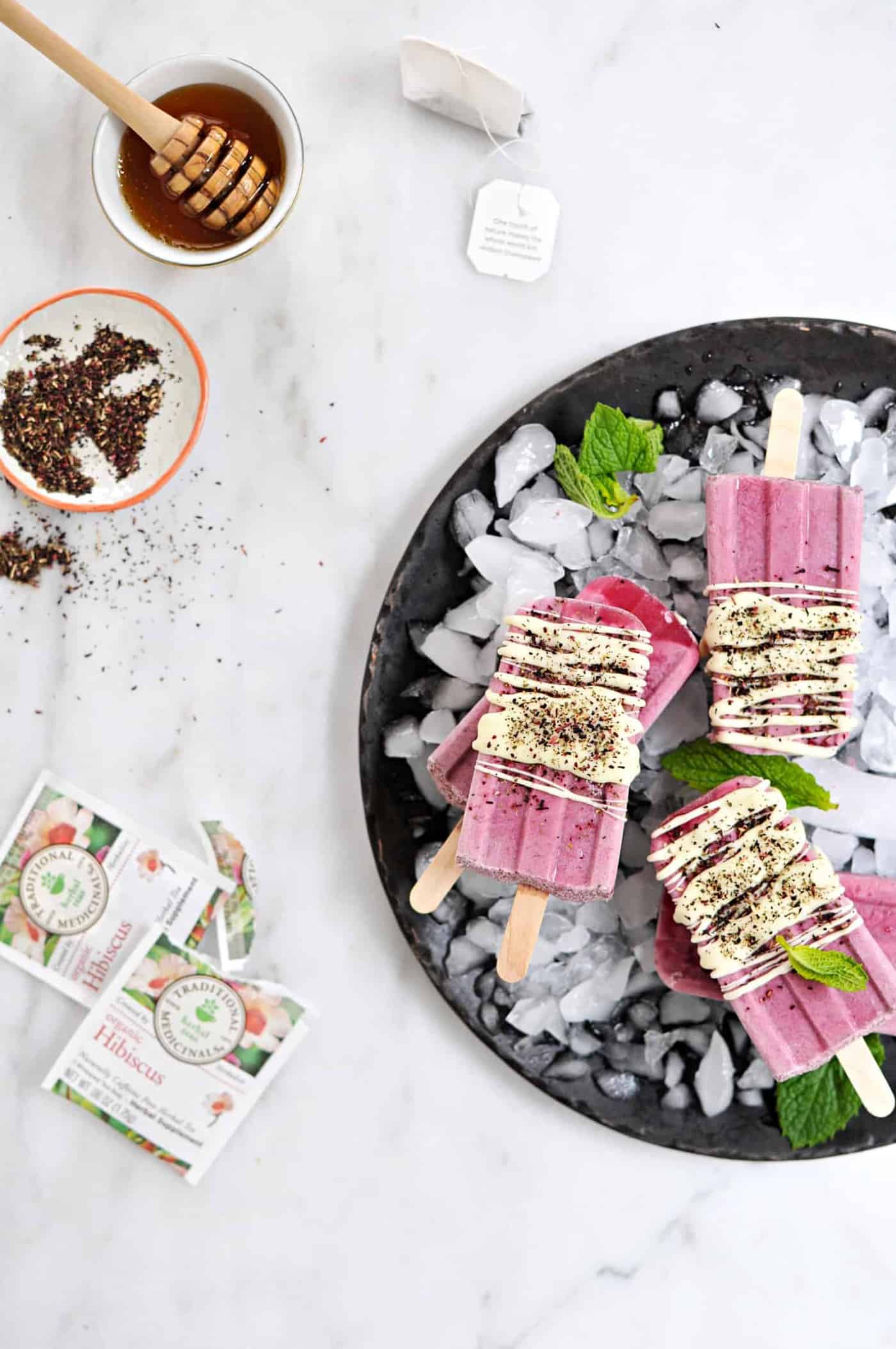 Honey Hibiscus Tea Popsicles recipe (via thepigandquill.com) #icepop #summer #dessert #refinedsugarfree